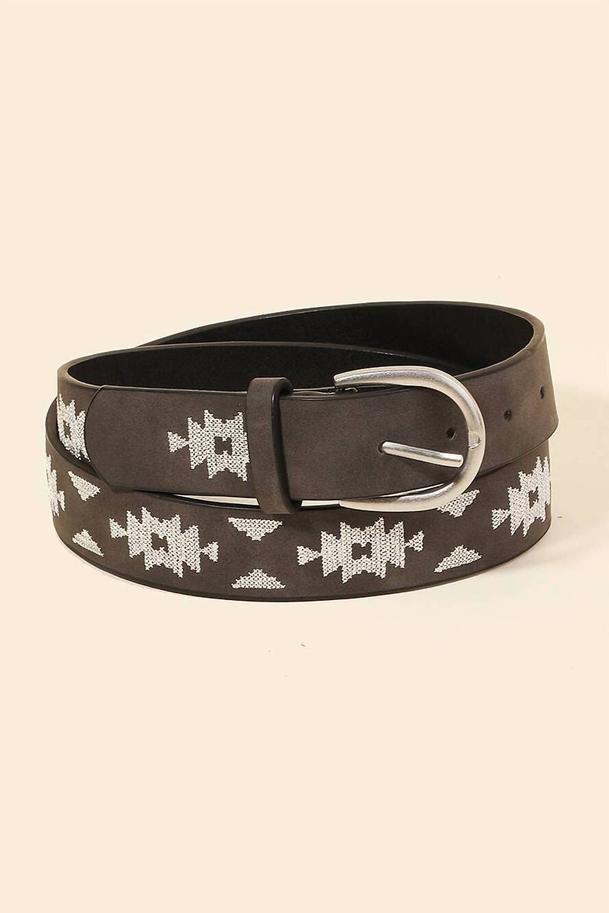 NEW ANARCHY STREET women's western boho aztec embroidered belt in black